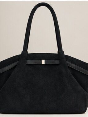 Neiman Marcus Faux Suede Black Tote Bag